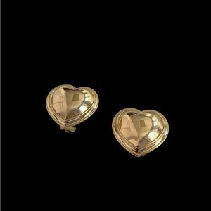 Grosse Vintage Gold Tone Heart Earrings 1970s-80s Preloved